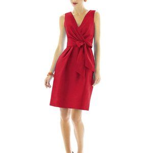Alfred Sung Barcelona Holiday Red Sleeveless Tie Cocktail Bridesmaid Dress Sz 6